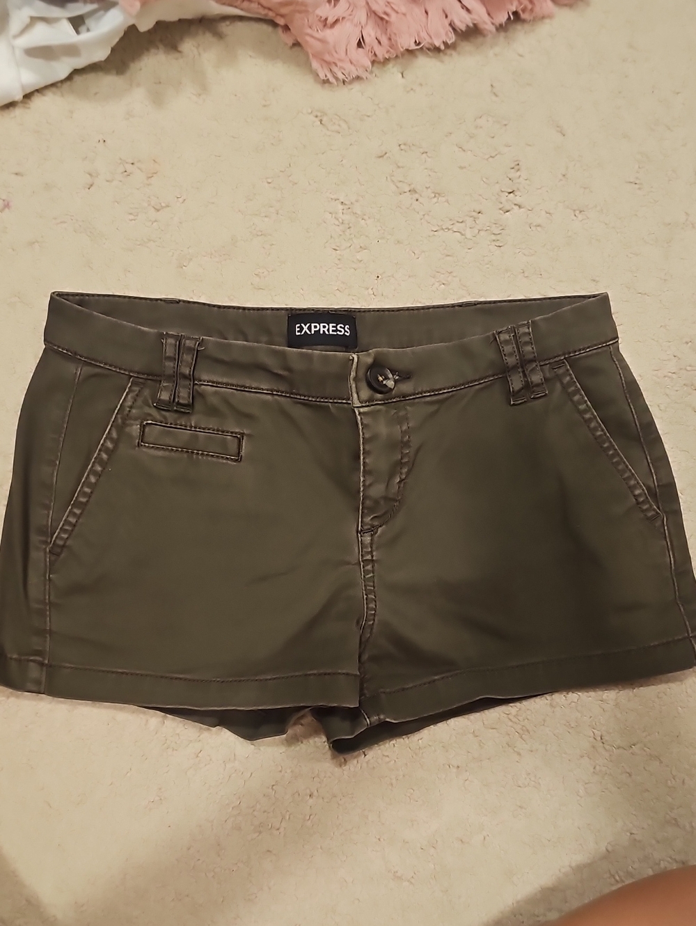 Express Olive Green Twill Bermuda Shorts